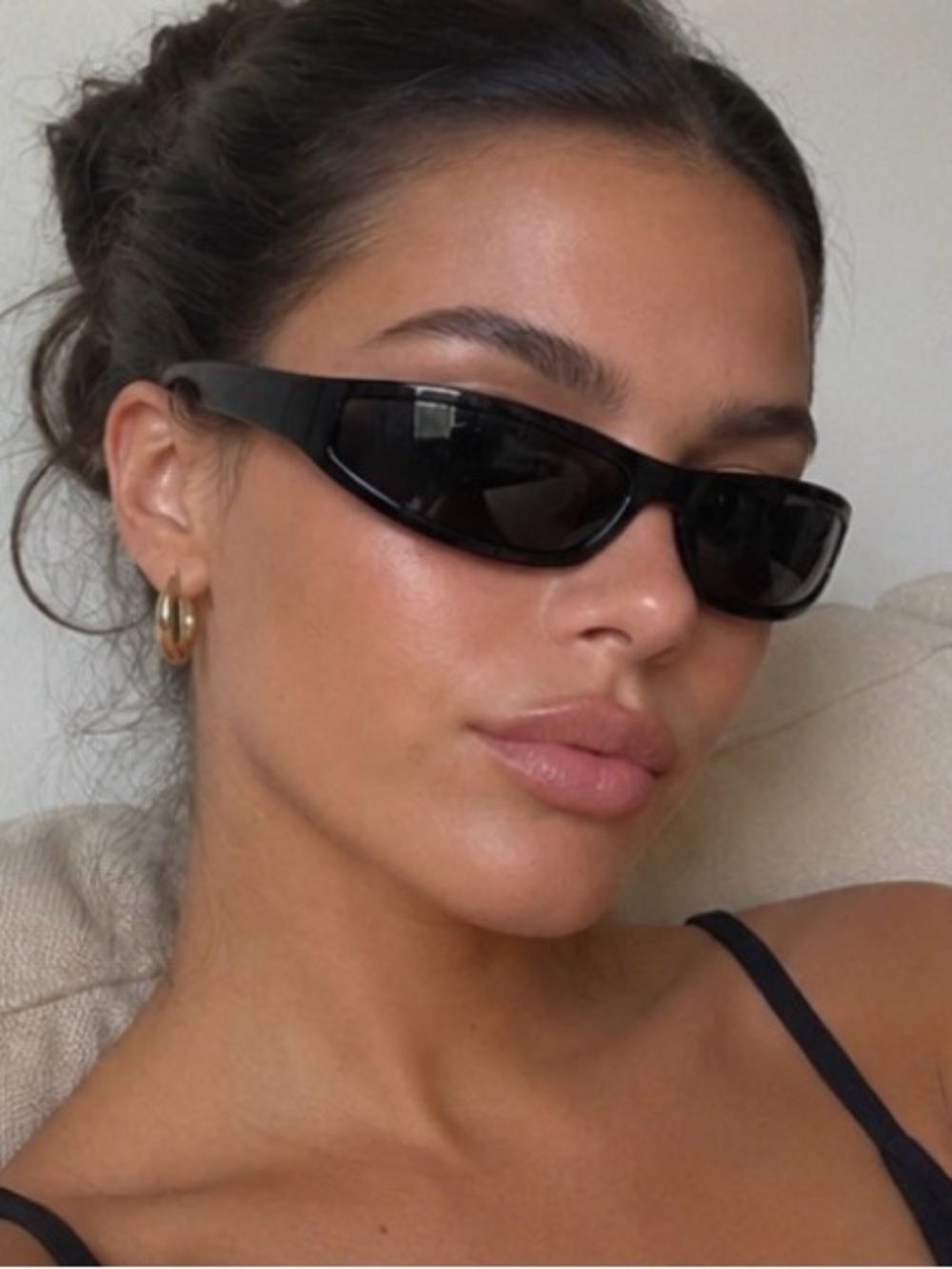 Black Slim Rectangle Sunglasses Y2K Street Style UV400